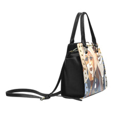 Load image into Gallery viewer, R&amp;RH Abstract Couple Brown Handbag Rivet Shoulder Handbag
