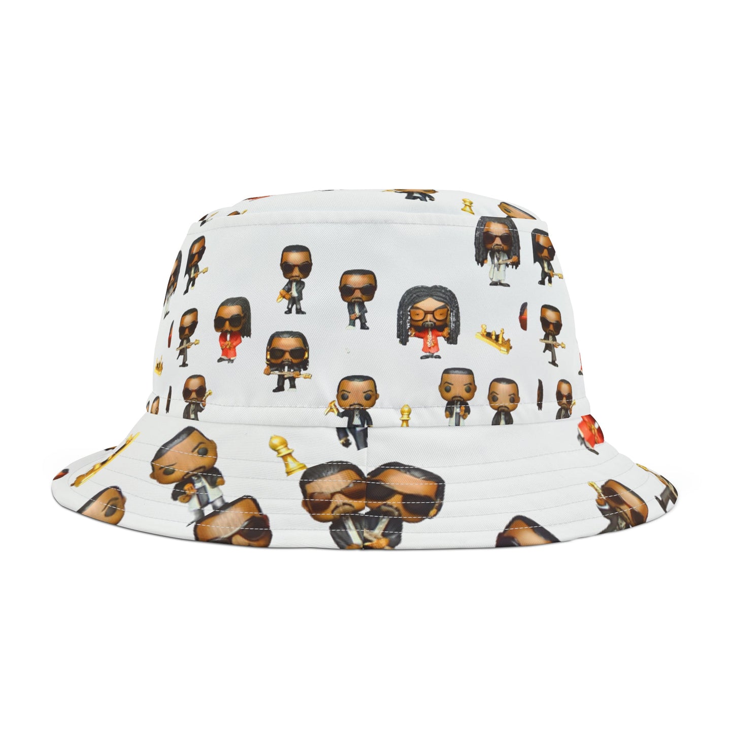 R_RH White Caricature Toons Bucket Hat