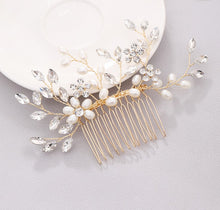 Load image into Gallery viewer, Pearl hair comb headdress Hand-woven crystal comb hair accessories
