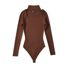 Load image into Gallery viewer, Women Hollow Out Square Collar Bodysuits Long Sleeve Stretchable Slim Jumpsuits
