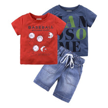 Load image into Gallery viewer, 4Pcs Boys Clothes Sets Summer Children Clothing Baby Boy Sport Suit T-shirt+Jeans Costume For Kids
