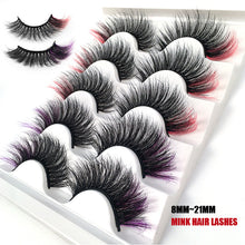 Load image into Gallery viewer, Multi-Layer Colorful 5 pieces Thick Fluffy Mink False Eyelashes
