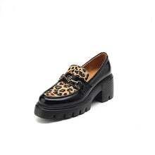 Load image into Gallery viewer, Thick-soled platform shoes for women, genuine leather, leopard print, lazy slip-ons, fisherman&#39;s loafers
