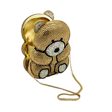 Load image into Gallery viewer, Teddy Bear Shape Silver Gold Crystal Diamond Woman Purses
