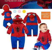 Load image into Gallery viewer, Spider Man Baby Cotton Jumpsuit Hooded Romper
