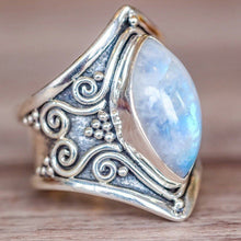 Load image into Gallery viewer, Vintage Silver Big Stone Ring for Women Fashion Bohemian Boho Jewelry
