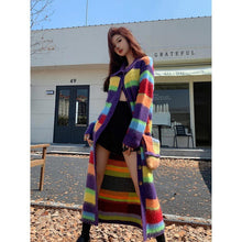 Load image into Gallery viewer, Rainbow Striped Sweater Coat Women&#39;s Autumn and Winter
