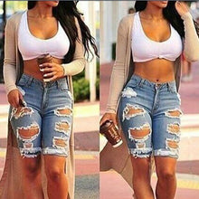 Load image into Gallery viewer, Womens High Waist Sexy Jeans Shorts Fashion Ripped Hole Washed Stretch Denim Shorts Jeans
