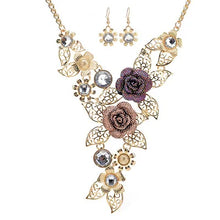 Load image into Gallery viewer, Austrian Crystal Rose Flower Leaf Jewelry Sets
