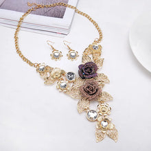 Load image into Gallery viewer, Austrian Crystal Rose Flower Leaf Jewelry Sets
