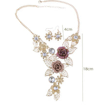 Load image into Gallery viewer, Austrian Crystal Rose Flower Leaf Jewelry Sets
