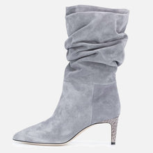 Load image into Gallery viewer, Women boots black high heels pointed toe elastic ankle boots heels.
