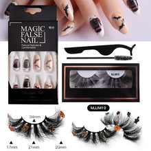 Load image into Gallery viewer, Halloween False Eyelashes Europe And America Multi-Layer Thick Messy Mink Hair Nail And Eyelash Set
