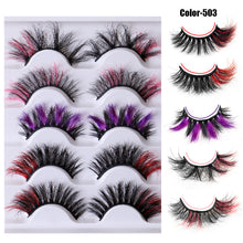 Load image into Gallery viewer, Multi-Layer Colorful 5 pieces Thick Fluffy Mink False Eyelashes
