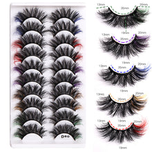 Load image into Gallery viewer, 10 Pairs Of Color Mink Hair Fried Multilayer Thick Cross False Eyelashes 8D FLUFFY
