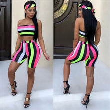 Load image into Gallery viewer, Striped Sexy Two Piece Set Top and Pants
