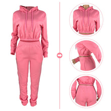 Load image into Gallery viewer, Women&#39;s Spring And Winter Plush Sports Casual Suit Hoodie+Jogging Pants Two-Piece Set
