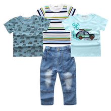 Load image into Gallery viewer, 4Pcs Boys Clothes Sets Summer Children Clothing Baby Boy Sport Suit T-shirt+Jeans Costume For Kids
