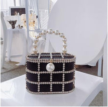 Load image into Gallery viewer, Pearl Beaded Metallic Leopard Zebra Diamond Basket Purses
