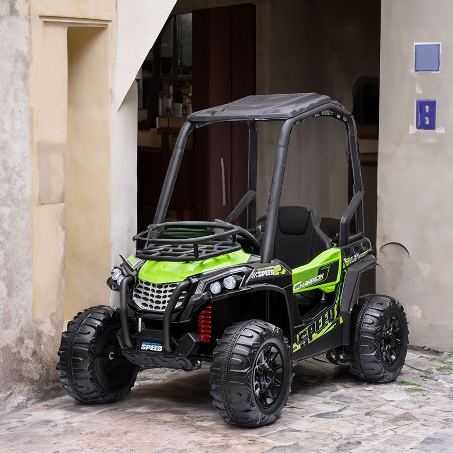 Green 24V Electric Kid Ride On Car with Remote Control JS370 UTV Ride on Cars for Kids