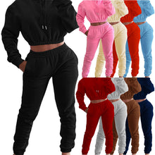 Load image into Gallery viewer, Women&#39;s Spring And Winter Plush Sports Casual Suit Hoodie+Jogging Pants Two-Piece Set
