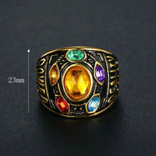 Load image into Gallery viewer, Titanium Gold Plated Infinity Glove Gauntlet 7 Stones Thano Rings for Men
