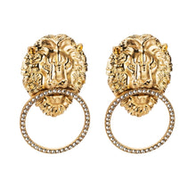 Load image into Gallery viewer, Vintage Alloy Lion Head Charm Drop Dangle Earrings For Women
