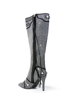 Load image into Gallery viewer, Woman Bling Crystal Knee-high Boots Sexy Pointed Toe Stiletto Tassel Boots
