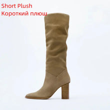 Load image into Gallery viewer, Fashion Women Winter Genuine Leather Knee High Boots Lady Pointed Toe High Heels Party Shoes INS Woman Long Boots 34-42
