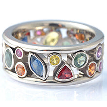 Load image into Gallery viewer, Colorful Women Hollow Out Geometric Stone Rings
