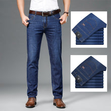 Load image into Gallery viewer, Business Men&#39;s Straight Cotton Jeans Thin Mid-Rise Trousers Elastic Casual Pants
