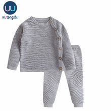 Load image into Gallery viewer, Baby Boy Girl Clothes Sets Spring Autumn Solid Newborn Baby Girl Clothing Long Sleeve Tops + Pants Outfits Casual Baby Pajamas  No hat
