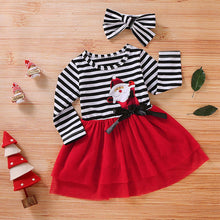 Load image into Gallery viewer, Toddler Girls Christmas Dress Santa Striped Print Dress
