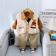 Load image into Gallery viewer, Toddler boys Autumn Vest long three piece trendy Suit
