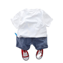 Load image into Gallery viewer, Children&#39;s Clothing Korean Version Children&#39;s Cartoon Round Neck T-Shirt Boy Short Sleeve Suit
