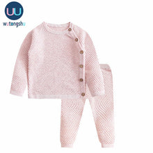 Load image into Gallery viewer, Baby Boy Girl Clothes Sets Spring Autumn Solid Newborn Baby Girl Clothing Long Sleeve Tops + Pants Outfits Casual Baby Pajamas  No hat
