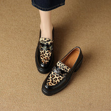 Load image into Gallery viewer, Thick-soled platform shoes for women, genuine leather, leopard print, lazy slip-ons, fisherman&#39;s loafers
