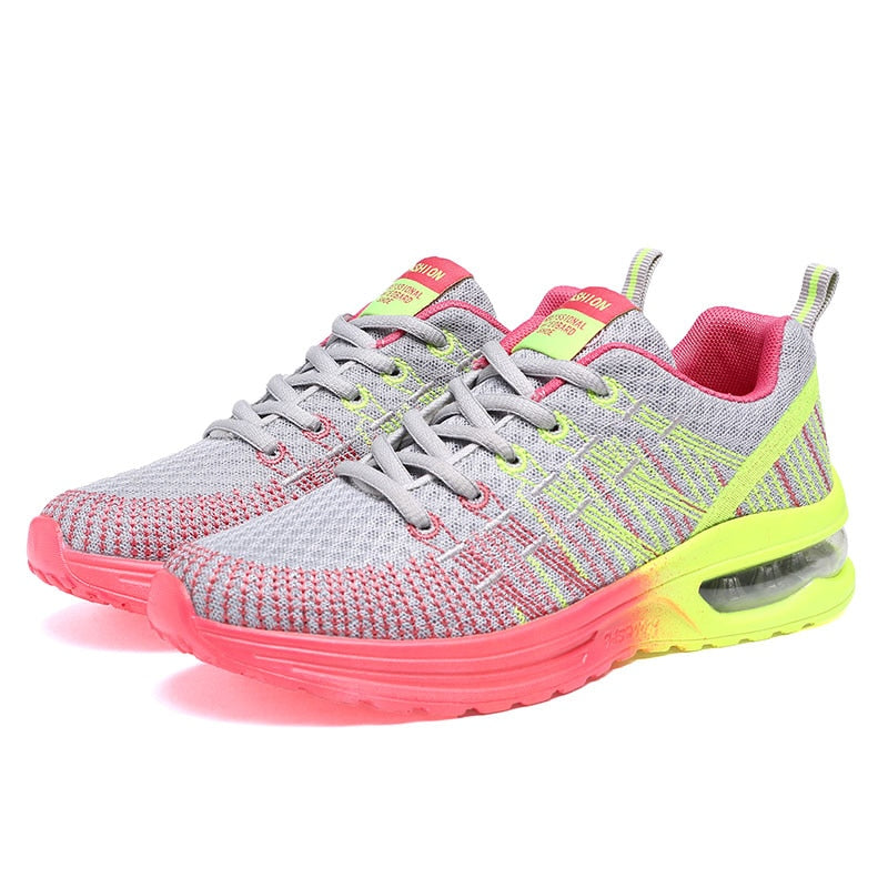 Sport Women Cushion  Breathable Rose Mesh Sneakers