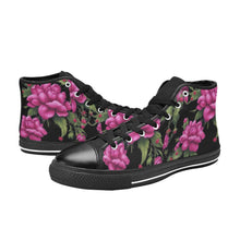 Load image into Gallery viewer, R&amp;RH Fushia Roses Women&#39;s Classic High Top Canvas Shoes
