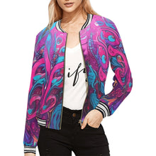 Load image into Gallery viewer, R&amp;RH Abstract Bomber Jacket for Women
