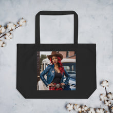 Load image into Gallery viewer, R&amp;RH Sophisticated Woman large black organic tote bag
