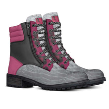 Load image into Gallery viewer, R&amp;RH_BIZ_SHOE LINE Grey  Magenta zip military boot
