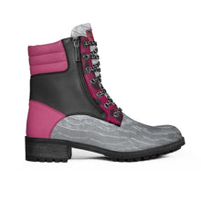 Load image into Gallery viewer, R&amp;RH_BIZ_SHOE LINE Grey  Magenta zip military boot
