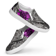 Load image into Gallery viewer, R_RH Abstract black &amp; purple  women’s slip-on canvas shoes
