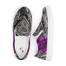 Load image into Gallery viewer, R_RH Abstract black &amp; purple  women’s slip-on canvas shoes
