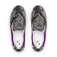 Load image into Gallery viewer, R_RH Abstract black &amp; purple  women’s slip-on canvas shoes
