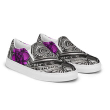 Load image into Gallery viewer, R_RH Abstract black &amp; purple  women’s slip-on canvas shoes
