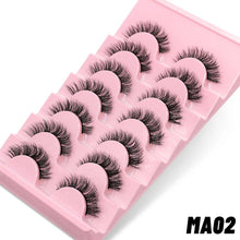 Load image into Gallery viewer, 7 Pairs 3D Natural False Eyelashes Set - Fluffy, Soft, Cross Manga Style
